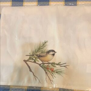 28” Holiday Chickadee Tea Towel Pine Tree Design